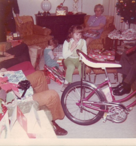 "Six-year-old me getting my first bike. My baby brother is right behind me, waiting his turn"