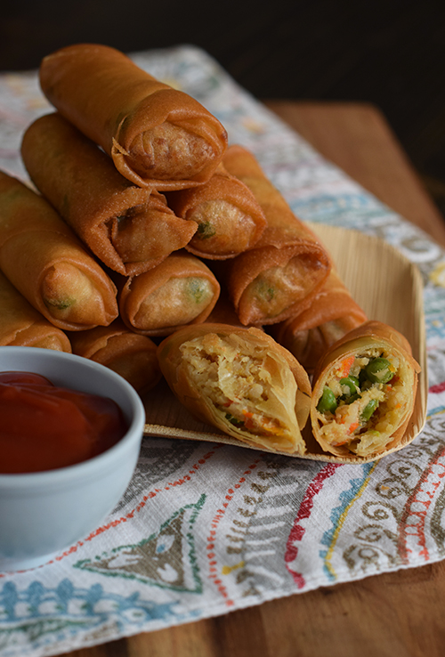 Homemade Spring Rolls with Fried Rice