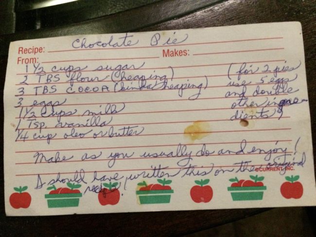 chocolate pie recipe card via bigpittstop keisha mckinney
