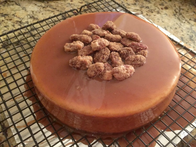 Pumpkin Cheesecake with salted caramel pecan praline glaze horz