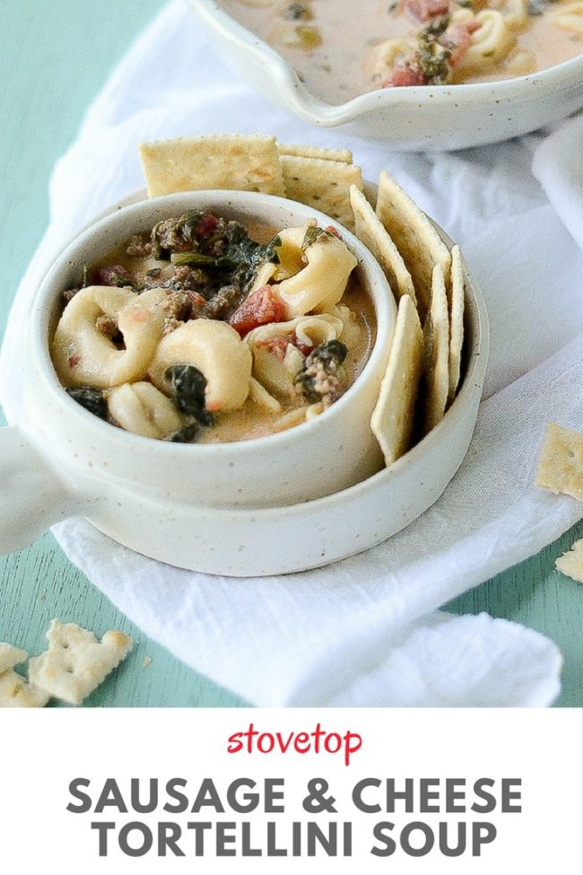 Stovetop Sausage Tortellini Soup via The Gifted Gabber